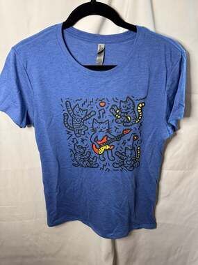 ROCKIN CATS INSPIRED BY KEITH HARING WOMENS FIT CASUAL T-SHIRT XL